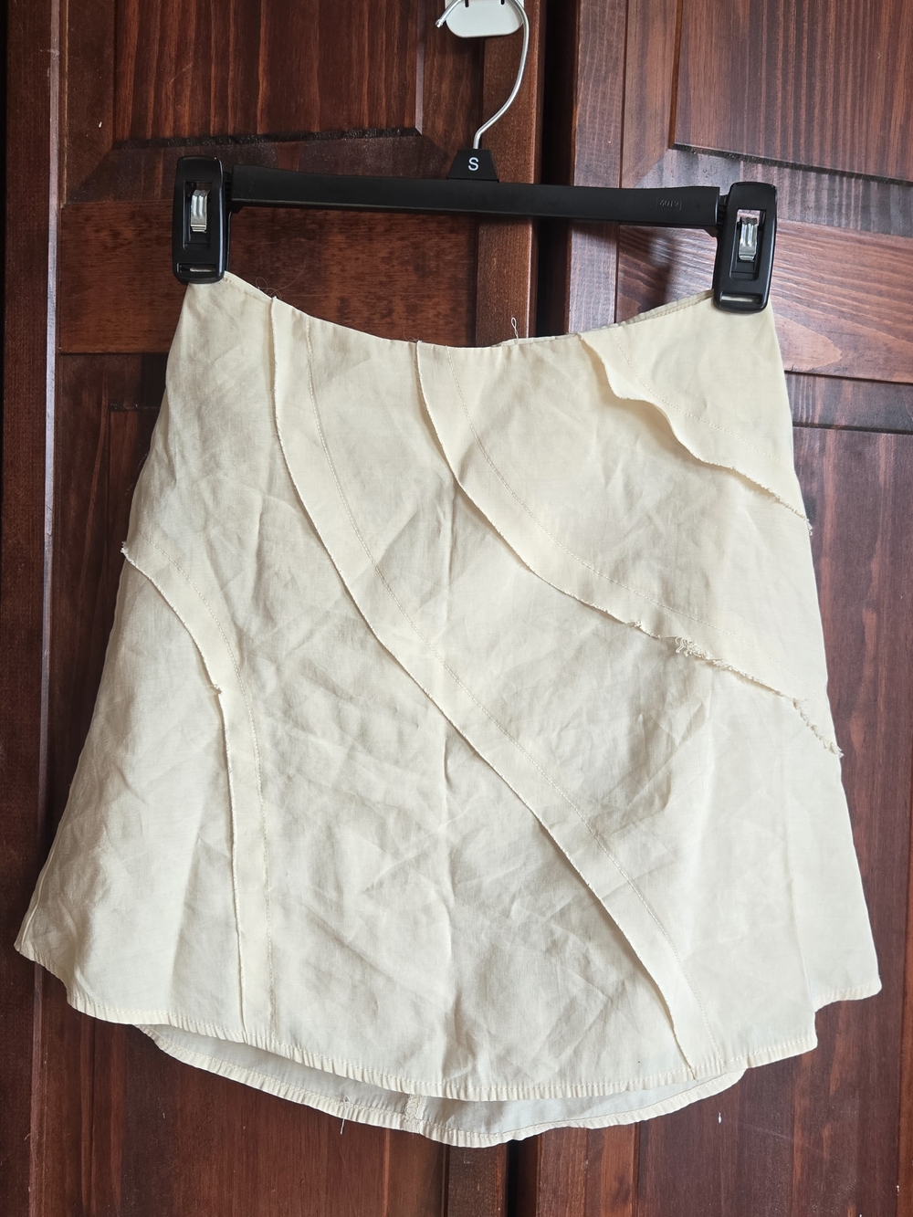 Cream Mini Skirt with Layered Panels